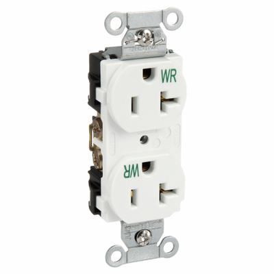 HUBBELL Receptacle: Duplex, 5-20, White, 125V AC, 20 A, 2 Pole / 3 Wire (MPN BR20WHIWR) - General Purpose Receptacles