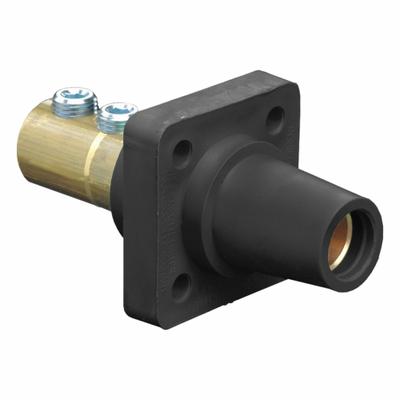 LEVITON Single Pole Receptacle: Black, Straight Taper Nose Mating, Double Set Screw Termination - Receptacles with Set Screw Terminations