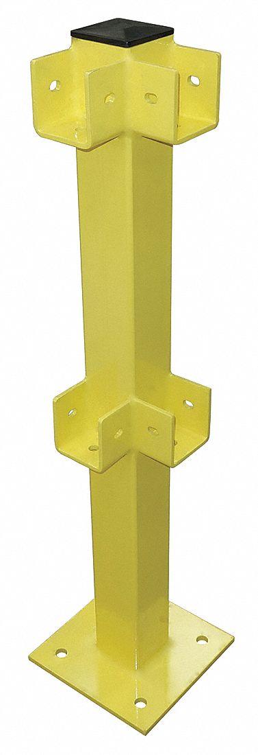 APPROVED VENDOR Corner Post: 4 in Post Wd, Corner, 4 in Post Dp, 2 Rail Levels, Rubber Caps - Lift-Out Guardrail Posts