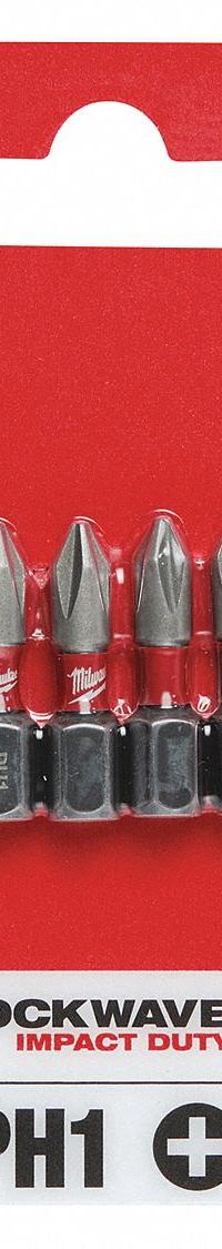 MILWAUKEE Insert Bit: Insert Bit, Imperial, PH1 Bit Industry Size, #1 Bit Size, Std, Hex, 5 PK (MPN 48-32-4661). Key specifications — attr1119695: MILWAUKEE; attr1119703: Alloy Steel; attr1119710: Standard; attr1119708: Hex; attr1202404: #1.
