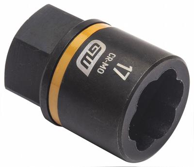 GEARWRENCH Bolt Extractor: 17 mm Socket Size, 7-Point, Std, Black Oxide - 3/8" Drive Bolt Extraction Impact Sockets