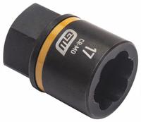 GEARWRENCH Bolt Extractor: 17 mm Socket Size, 7-Point, Std, Black Oxide, Not Tether Capable (MPN 84773). Key specifications — attr1204113: Standard; attr1204115: GEARWRENCH; attr1204121: 17 mm; attr1204116: Not Tether Capable; attr1204118: Black Oxide.