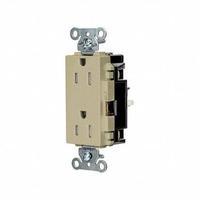 HUBBELL Receptacle: Decorator Duplex, 5-15, Ivory, 125V AC, 15 A, 2 Pole / 3 Wire (MPN DR15STITR)