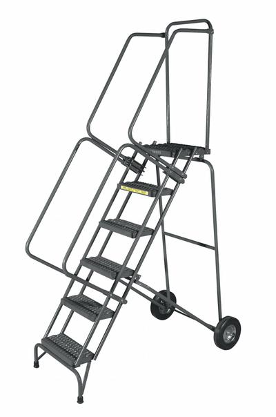 BALLYMORE Wheelbarrow Ladder: 8.3 ft Platform Ht, Unassembled, No Locking Mechanism - Steel Tilt-&-Roll Ladders