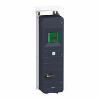 SCHNEIDER Variable Frequency Drive: In Phase Three, Out Phase Three, 75 hp, No Bypass, Programmable (MPN ATV950D55N4EU). Key specifications — Style: Compact; Color: Black/Green; Output Phase: Three.