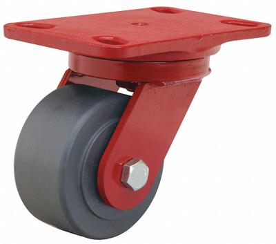 HAMILTON Plate Caster: Swivel, Side Brake, Nylon, 4 in Wheel Dia, 2 in Wheel Wd - Heavy-Duty Plate Casters