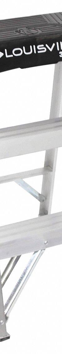 LOUISVILLE LADDER Step Stool: 2 Steps, 2.4 ft Overall Ht, 300 lb Load Cap, Aluminum (MPN AS3002). Key specifications — Brand: LOUISVILLE LADDER; Color: Silver.