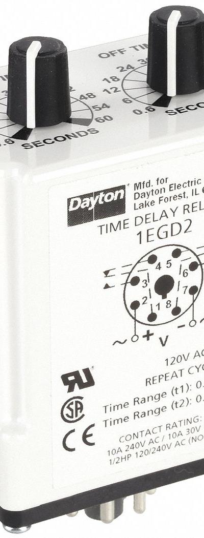 DAYTON Single Function Time Delay Relay: Socket Mounted - Socket-Mounted Relays
