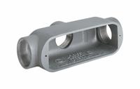 Conduit Outlet Body: Aluminum, 1 in Trade Size, TB Body, 12 cu in Body Capacity, Threaded Hub (MPN OTB-3). Key specifications — Finish: Powder Coated; Includes: Stainless Steel Screws; For Use With: RMC; Brand: HUBBELL KILLARK; Hub Style: Threaded; Mfr. Series: O.