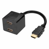 MONOPRICE HDMI Splitter: (1) HDMI Male x (2) HDMI Female Splitter, Black (MPN 2522). Key specifications — Product Type: Audio/Video Splitter; Manufacturer Part Number: 2522; Brand: MONOPRICE; End 1 Connection Type: HDMI Male; End 2 Connection Type: HDMI Female.