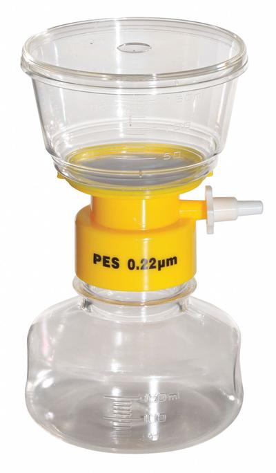 LAB SAFETY SUPPLY Filter Unit: 0.22 um Max Particle Size, 50 mm Dia, PES, Includes Stopper - Vacuum Filter Systems
