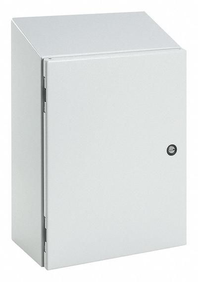HOFFMAN Sloped Top Enclosure: Steel, 24 in x 24 in x 8 in, NEMA 12/13/4, Solid Cover - Steel Washdown Enclosures