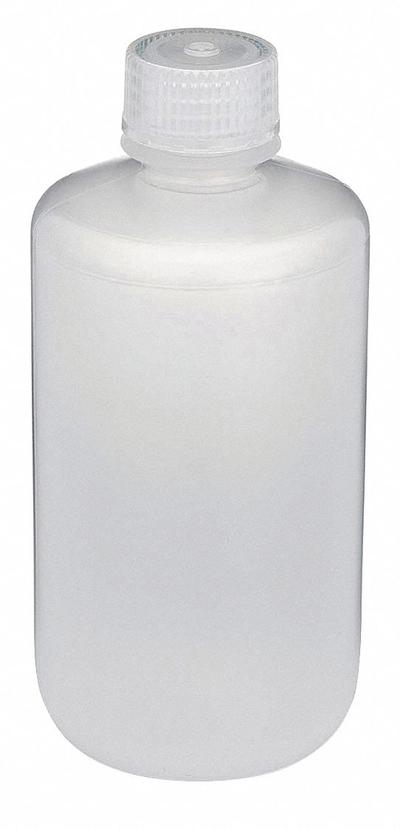 GLOBE SCIENTIFIC Sampling Bottle: Polypropylene, 8.45 fl oz, 250 mL, Natural - Polypropylene Narrow Mouth Round Lab Bottles