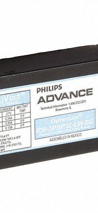 ADVANCE Fluorescent Ballast: 120 to 277V AC, 2/3 Lamps Supported, 17 W_25 W_28 W_32 W Bulb Watt (MPN IOP-3PSP32-LW-SC). Key specifications — Lamp Types Supported: (2 or 3) F28T8; Brand: ADVANCE; Number of Lamps Supported: 3.