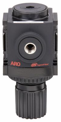 ARO Compressed Air Regulator: Aluminum, 1/4 in NPT, 86 cfm, 0 psi to 140 psi, Knob, 1500 Series (MPN R37221-100). Key specifications — attr111664: No; attr111400: 1500; attr111627: ARO.