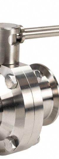 DIXON Butterfly Valve: 3 in Pipe Size, Clamp, 110 psi Max. Pressure (CWP), 316L Stainless Steel (MPN B5107S300CC-B). Key specifications — Average Surface Roughness (Ra): ≤ 32 micron; Brand: DIXON; Stop Positions: Unlimited; Handle Type: Lever; Body Material: 316L SS; Disc Material: 316L SS.