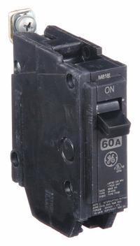 GE Miniature Circuit Breaker: THQB, 60 A, 120/240V AC, Single Phase, 10kA at 120/240V AC, Std (MPN THQB1160). Key specifications — attr195972: 60 A; attr195973: 120/240V AC; attr195974: Single; attr195975: 10kA at 120/240V AC; attr195976: Load Centers.