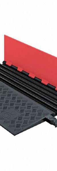 ADA Cable Protector: 5 Channels, 3/4 in Max Cable Dia, 33 3/8 in Wd, 1 1/4 in Ht, 39 7/8 in Lg (MPN GD5X75-O/B). Key specifications — Connection Style: Dog Bone; Material: Polyurethane; Color: Black/Orange.