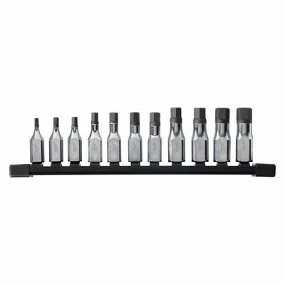 MILWAUKEE Socket Bit Set: 1 - 25 Pieces, 3/8 in Drive Size, 11 Pieces - Hex Bit Socket Sets
