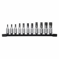 MILWAUKEE Socket Bit Set: 1 - 25 Pieces, 3/8 in Drive Size, 11 Pieces, 4mm to 14mm Tip Size Range (MPN 48-22-9543). Key specifications — attr1216280: Fixed Insert; attr1216283: MILWAUKEE; attr1225718: 4mm to 14mm; attr1227491: 3/8 in.