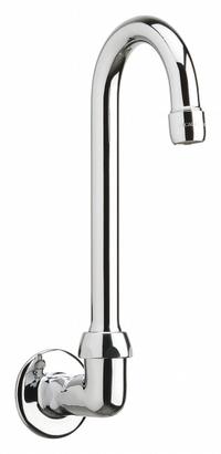 CHICAGO FAUCETS Spout: Spout, Gooseneck, Swivel Spout, Brass, Polished Chrome, 1.5 gpm Flow Rate (MPN 629-E35ABCP). Key specifications — Includes: Mounting Hardware; Product Type: Spout; Spout Style: Swivel; Body Material: Brass; Color/Finish: Polished Chrome; Brand: CHICAGO FAUCETS.