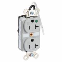 HUBBELL Receptacle: Hospital Grade Fed. Spec., Duplex, 5-20R, Gray, 125V AC, 20 A, 2 Pole / 3 Wire (MPN HBL8300SGGYA)