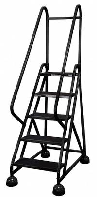 COTTERMAN Rolling Ladder: 3.8 ft Platform Ht, Partially Assembled, Steel, Wt-Actuated Auto-Lock (MPN ST-521 A2 C7 P5). Key specifications — Includes Handrails: Handrails Included; Material: Steel; Brand: COTTERMAN; Color: Black.