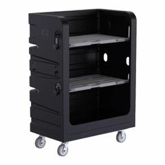 R&B WIRE PRODUCTS INC. Cube Truck: 48 in L x 29 in W x 69 in H, (2) Rigid/(2) Swivel, Black, Rubber (MPN 749BLK-PS). Key specifications — Manufacturer Part Number: 749BLK-PS; Brand: R&B WIRE PRODUCTS INC.; Caster/Wheel Configuration: (2) Rigid; Color: Black.