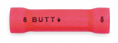 3M Butt Splice Connector: Red, Vinyl, For Wire Size 8 AWG – 8 AWG, 1,000 V - Insulated Butt Splice Connectors