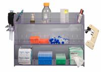 Lab Bulk Bin: 6 1/2 in Overall Wd, 18 3/8 in Overall Ht, 24 3/4 in Overall Lg, PETG, Clear, Benchtop (MPN BENCHTOP24-BRK-PIPTRBRK). Key specifications — Material: PETG; Mounting Location: Benchtop; Color: Clear; Product Type: Multi Organizer; Total Holding Capacity: (3) Levels for Misc Lab Supplies; Brand: POLTEX.