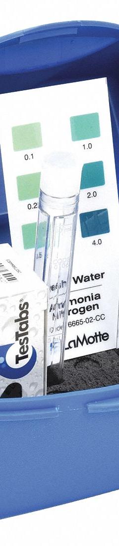 LAMOTTE Ammonia Nitrogen Water Test Kit: Ammonia Nitrogen, 0.25 to 4.0 ppm, 0.25 ppm, 50 Tests (MPN 5864-01). Key specifications — Includes: Handbook; Range: 0.25 to 4.0 ppm; Sensitivity: 0.25 ppm; Test Parameters: Ammonia Nitrogen.