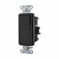 HUBBELL Wall Switch: Rocker Switch, Single Pole, Maintained, Black, 120/277V AC, 15 A (MPN DS115STBK). Key specifications — Illuminated: No; Voltage Rating: 120/277V AC.