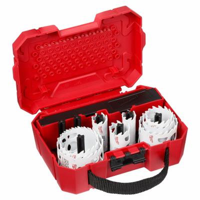 MILWAUKEE Hole Saw Kit: 12 Pieces, 1 5/8 in Max. Cutting Dp, Carbide Tipped - Multi-Material-Cutting Hole Saw Kits
