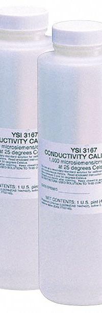 YSI Conductivity Calibration Solution: Lab, 1 pt Volume, 1,000 us/Cm, 3167, 8. Key specifications — Brand: YSI; Chemical Grade: Lab; Concentration: 1,000 us/Cm; Manufacturer Part Number: 3167; Product Type: Conductivity Calibration Solution.