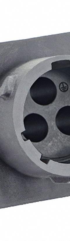 SOURIAU Electrical Connector: Trim Trio UTSX 14, Square Flange Receptacle, 2 + Ground Contacts, 44 A (MPN UTSX0142G1P). Key specifications — Wire Size: 16 AWG to 8 AWG; Includes Contacts: Contacts Not Included; Brand: SOURIAU; Coupling Type: 1/3 Bayonet; IP Rating: IP68; Series: Trim Trio UTSX; Contact Gender: Male; Voltage Rating: 600V.