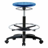 Stool: Polyurethane, Ht Range 22 in to 32 in, 13 in Seat Wd, 13 in Seat Dp, 0 Glides, 5 Casters (MPN IPHBSO-RG-CF-RC-BLU). Key specifications — Brand: APPROVED VENDOR; Foot Support: Yes; Base Material: Fiberglass; ESD-Safe: Not ESD Safe; Number of Casters: 5.
