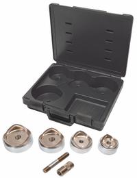 GREENLEE Knockout Punch Set (MPN 7308). Key specifications — attr172427: Punches and Dies for 2-1/2 in, 3 in, 3-1/2 in, 4 in Conduit, Mfg. No. 29452 Draw Stud, 1557SS Sleeve, Plastic Case; attr150076: GREENLEE.