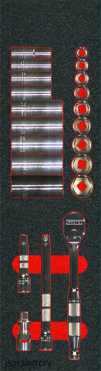 PROTO Socket Sets: 3/8 in Drive, 22 Piece, 6-Point, SAE, 3/8 to 7/8 in (MPN J52134HTCKV). Key specifications — attr1224269: 3/8 in; attr1204638: Drive Tools Included; attr1204650: 3/8 to 7/8 in; attr1204673: Socket Bits Included; attr1204688: PROTO; attr1206170: Standard Sockets.