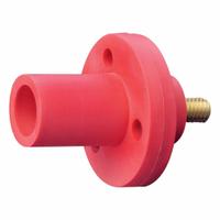 Single Pole Receptacle: Red, Straight Taper Nose Mating, Threaded Stud Termination, 600V AC/600V DC (MPN 15R21-UR). Key specifications — Series: 15; Receptacle Gender: Male; Brand: LEVITON.