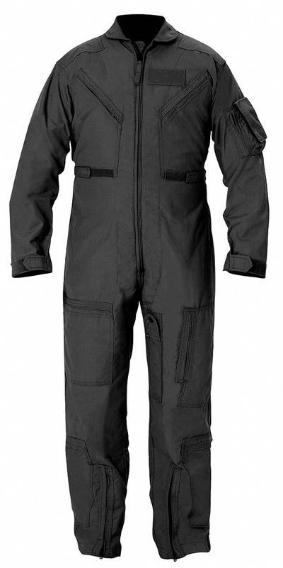 PROPPER Flight Suit: Nomex(R), 38 in, 30 3/8 in ( Regular ) Inseam Size, Black - Military Flight Suits
