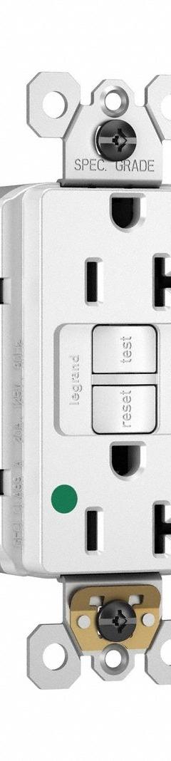 PASS & SEYMOUR Plugtail Duplex Receptacle: Hospital Grade, Duplex, 5-20R, White, GFCI, 125V AC, 20 A (MPN PT2097HGTRWRW). Key specifications — attr1367147: PASS & SEYMOUR.