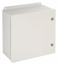 HOFFMAN Enclosure: Steel, 10 in x 10 in x 6 in, NEMA 12/4, Solid Cover, Hinged (MPN A10106CHFL). Key specifications — Closure Method: 1/4-Turn Latch; Brand: HOFFMAN; Knockouts: Not Included.