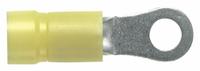 PANDUIT Ring Terminal: Yellow, Vinyl Insulation, #6 Stud Size, 12 AWG to 10 AWG Wire Sizes, 600 V (MPN PV10-6R-L). Key specifications — attr1308027: PANDUIT; attr1356513: PV10; attr1356587: Funnel Entry.