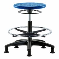 Stool: Polyurethane, Ht Range 17 3/4 in to 25 1/2 in, 13 in Seat Wd, 13 in Seat Dp, 5 Glides, Blue (MPN IPMBSO-RG-CF-RG-BLU). Key specifications — Brand: APPROVED VENDOR; Foot Support: Yes; Base Material: Fiberglass; ESD-Safe: Not ESD Safe; Number of Casters: 0.