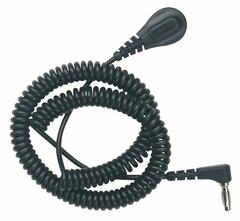 DESCO Banana Cord: Date Coded/Relaxed Retraction Coil Cord/Right Angled Banana Plug, 6 ft Cord Lg (MPN 91095). Key specifications — Cord Shape: Coiled; Plug Connection: Right Angle Banana Plug; Brand: DESCO.
