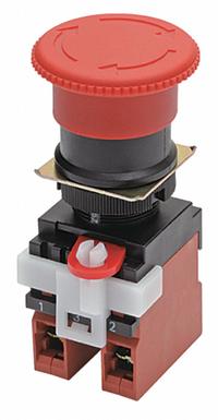 OMRON Emergency Stop Push Button: Non-Illuminated, Mushroom Head Profile, Non-Metallic, 22 mm (MPN A22E-M-12). Key specifications — Brand: OMRON; Action: Maintained; Series: A22E; Push Button Material Type: Non-Metallic.