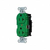 HUBBELL Receptacle: Duplex, 5-20, Green, 125V AC, 20 A, 2 Pole / 3 Wire (MPN BR20STGN)