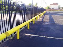 IDEAL SHIELD Guard Rail System: Straight, 14 3/4 in Top Rail Ht, 1 in Mounting Hole Dia, Guardrail (MPN HGR-1-120-14-3/4-P). Key specifications — Color: Yellow; Material: HDPE; Rail Mounting Style: Floor Mounted; Includes Mid-Rail: Mid-Rail Not Included.