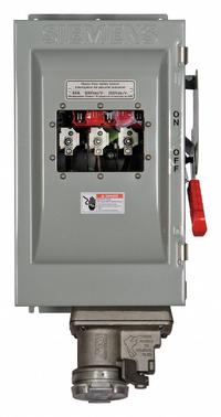 SIEMENS Safety Switch: Non-Fusible, 60 A, Three Phase, 600V AC, Galvanized Steel, Indoor (MPN HNF362JCHW). Key specifications — attr867074: SIEMENS; attr925469: Crouse-Hinds Arktite.