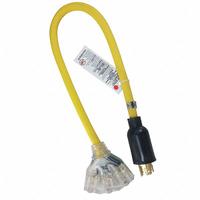 POWER FIRST Illuminated Cord Adapter: 2 ft Lg, 12 AWG, L5-20P Plug, 5-15R Receptacle, Yellow (MPN 4GAA3). Key specifications — Temperature Rating: -58° to 194°F; NEMA Plug Configuration: L5-20P; NEMA Receptacle Configuration: 5-15R; Brand: POWER FIRST.